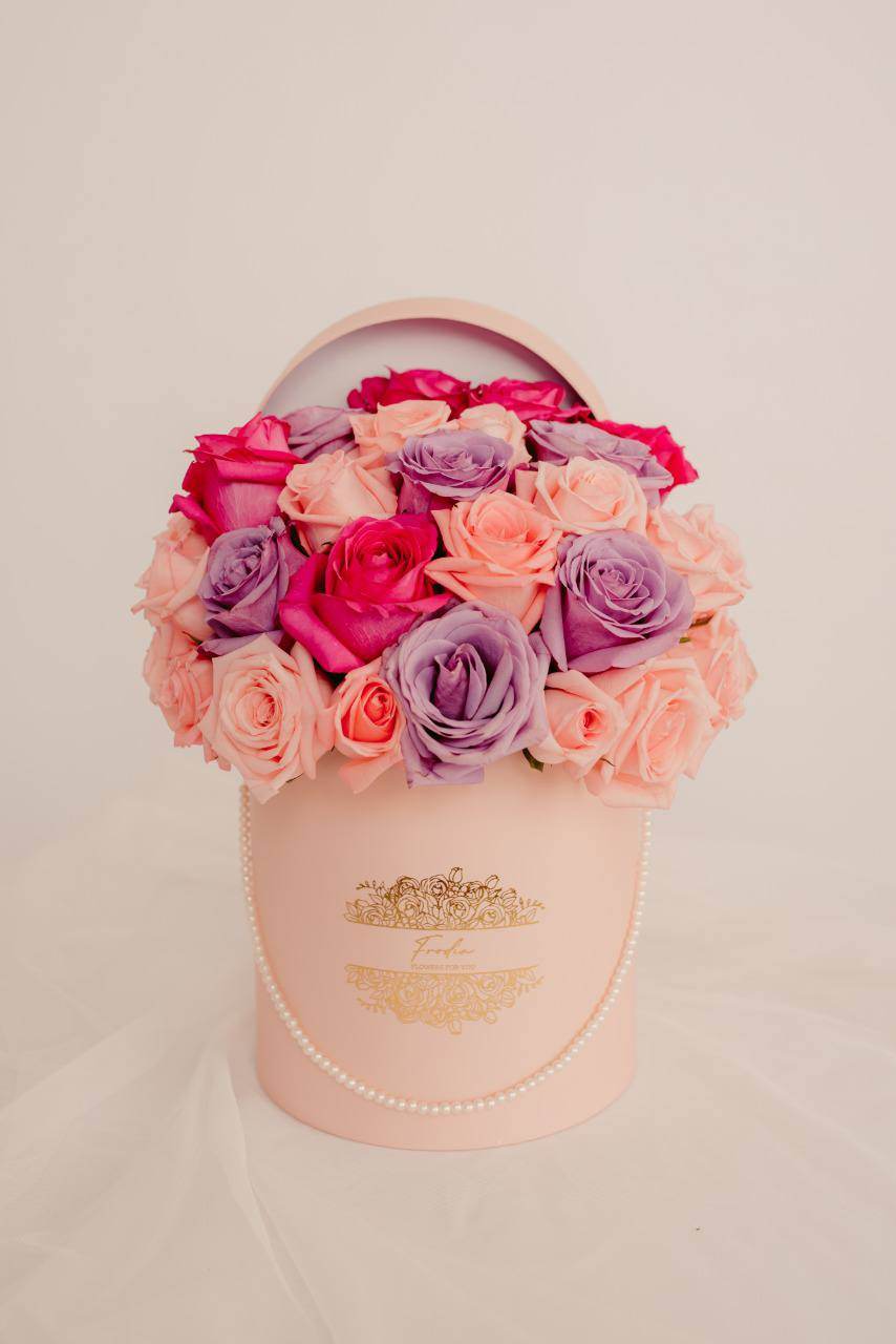 Box Rainbow Roses - Frodia Flowers